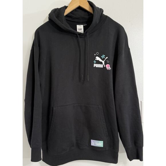 Puma SpongeBob Squarepants Graphic Pullover Black Hoodie Jacket Mens Medium M - Picture 4 of 4